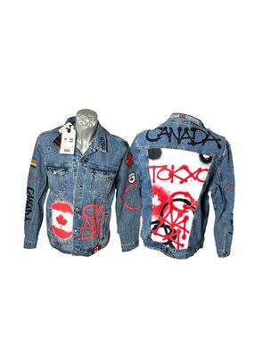 Levis HBC The Bay Mens Denim Jacket Olympics Tokyo Paris Size XL Canada New